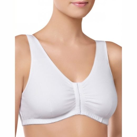 Amoena 'Frances' Non-Wired Front Closure Soft Cotton Bra - NUDE Size L A/B  #RB
